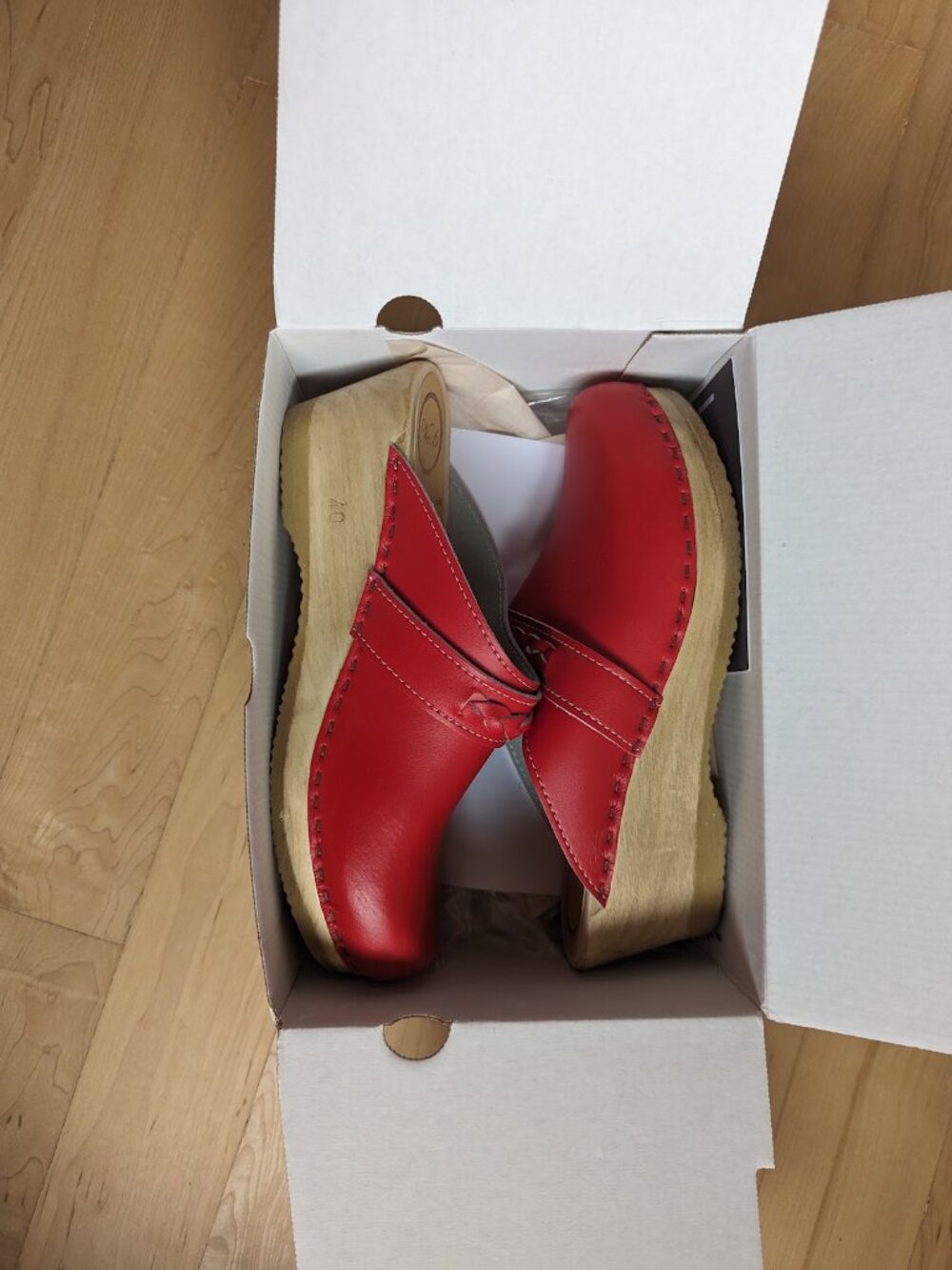 No. 6 Bridget Clog on Mid Wedge in Red - Picture 4 of 6